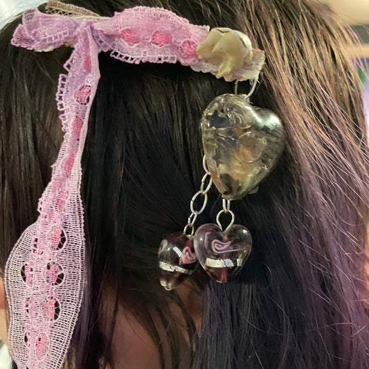 pink deer tooth butterfly wing hairclip
