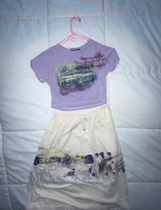 ☆°＊reworked slip skirt & crop top set ♡
