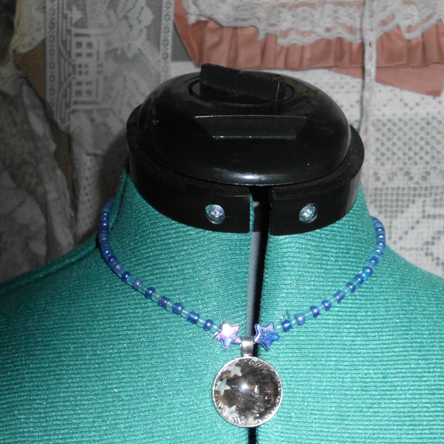 blue star butterfly beaded necklace