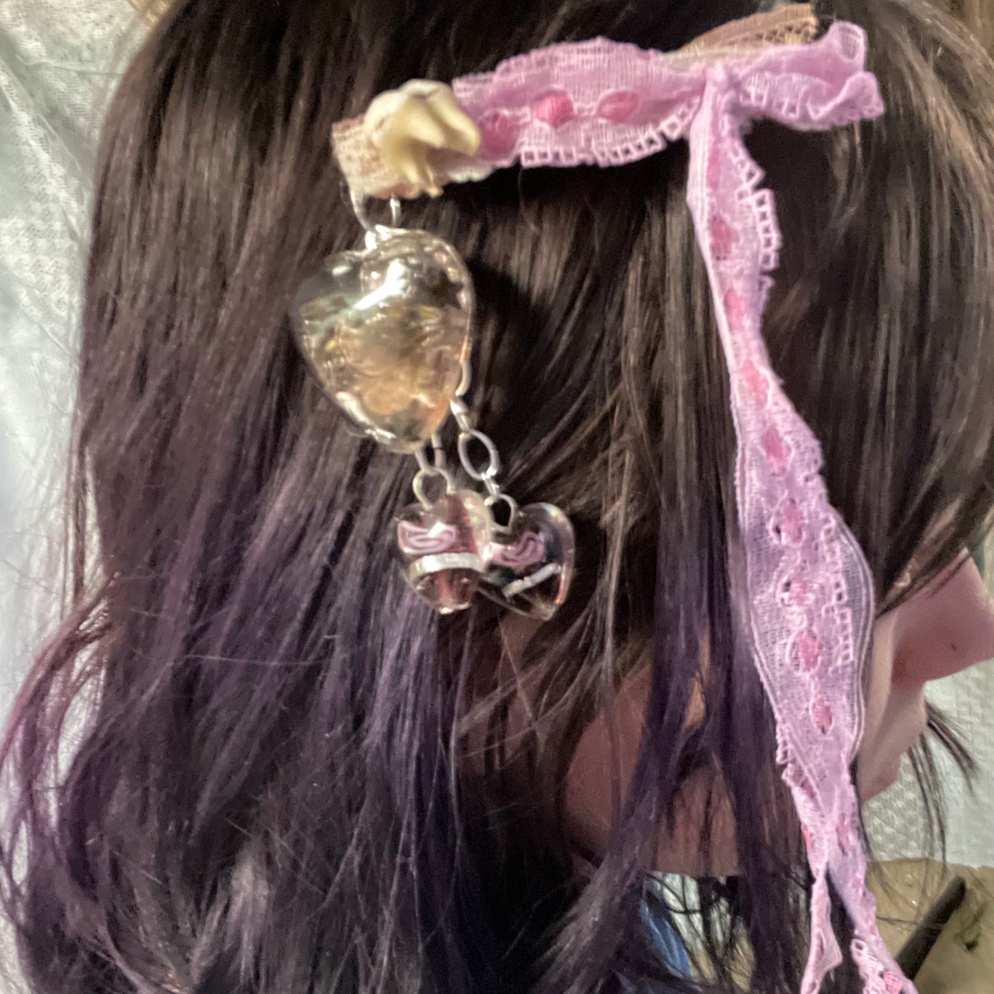 pink deer tooth butterfly wing hairclip