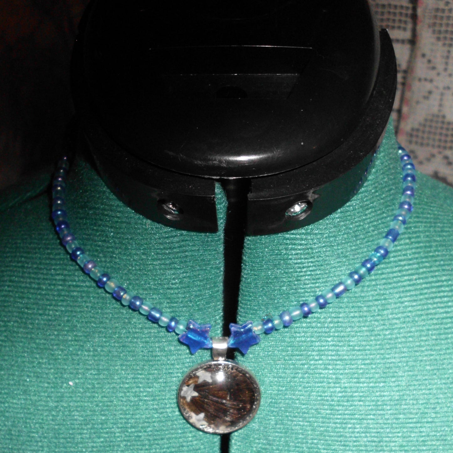 blue star butterfly beaded necklace