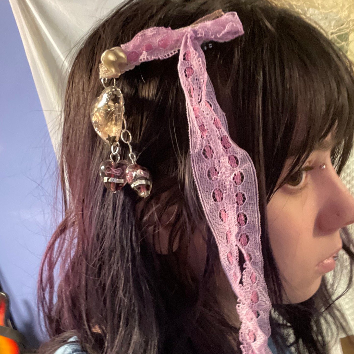 pink deer tooth butterfly wing hairclip