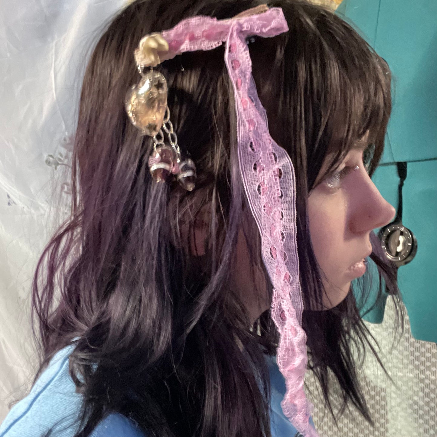 pink deer tooth butterfly wing hairclip