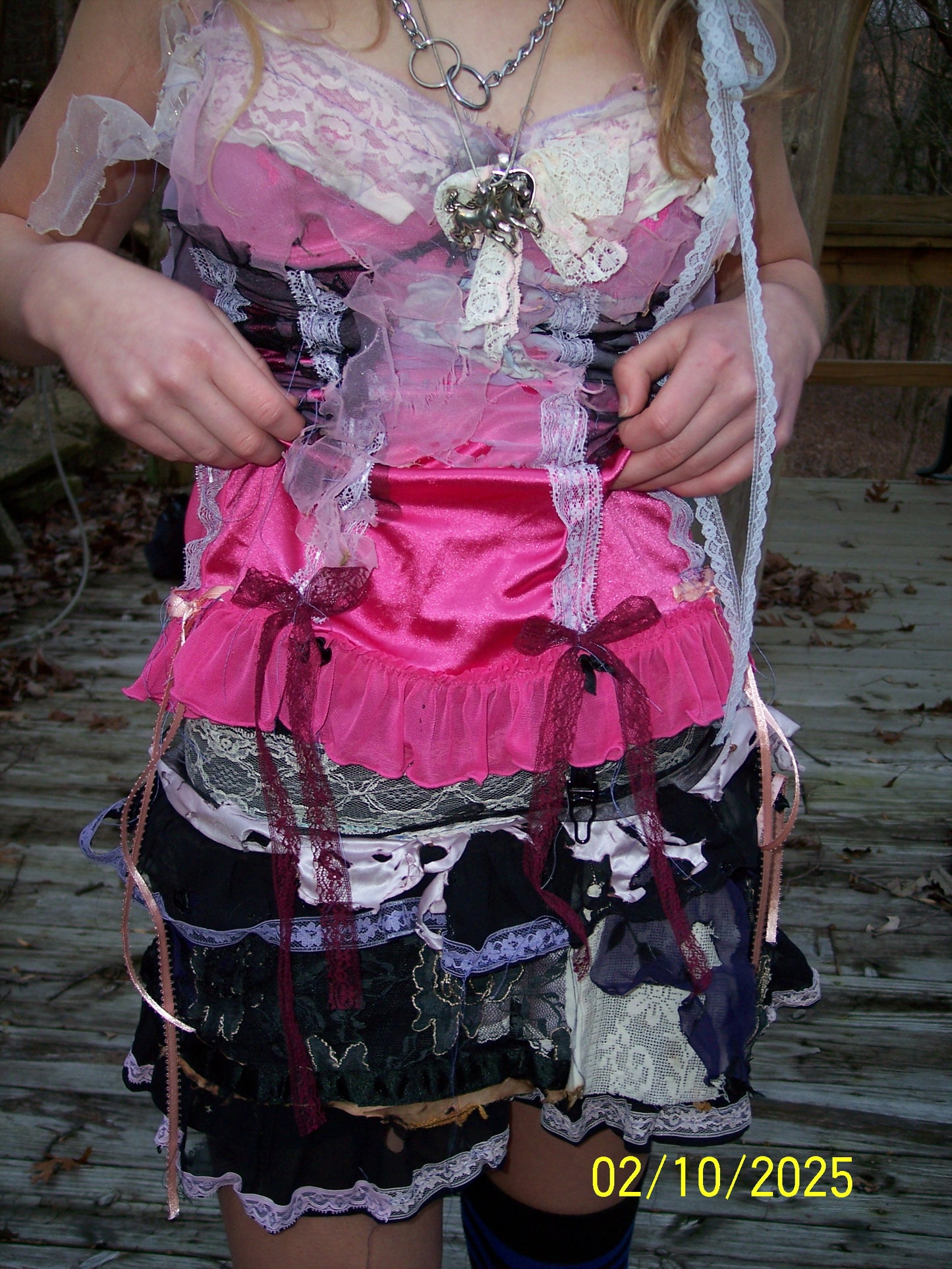 pink up-cycled corset small/med