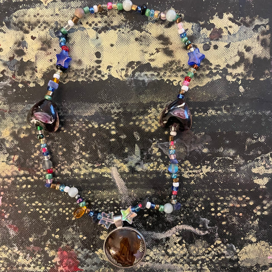 ˚ ୧ .˚ₓ butterfly wing beaded necklace