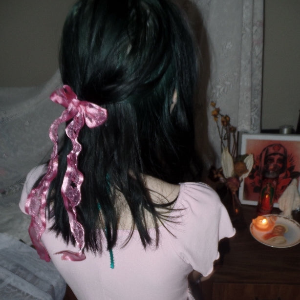 long pink distressed hairclip