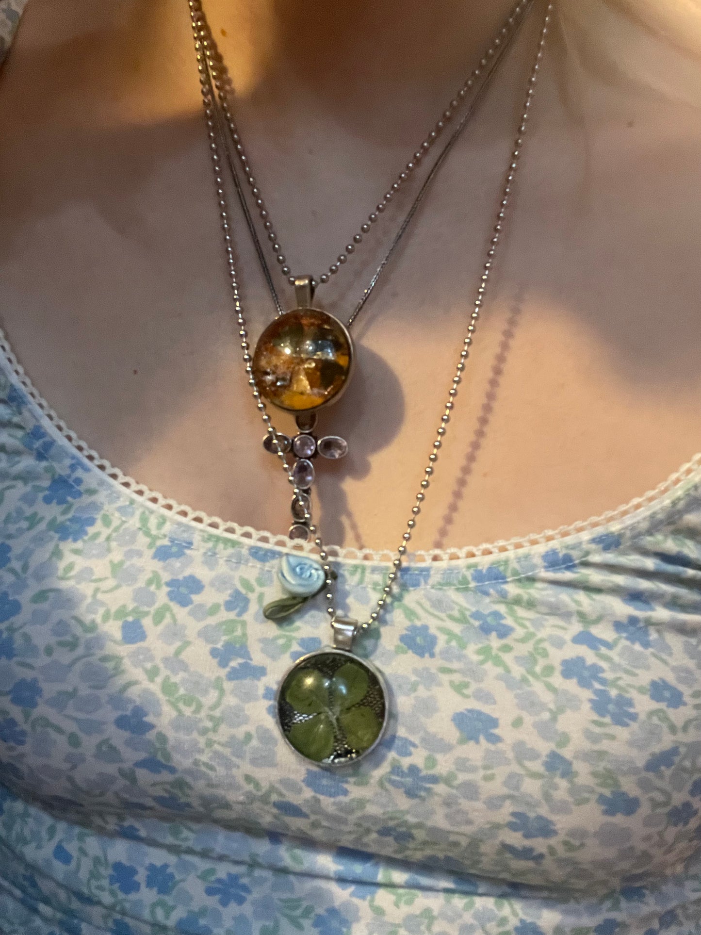 ༄ball chain four leaf clover neaklace